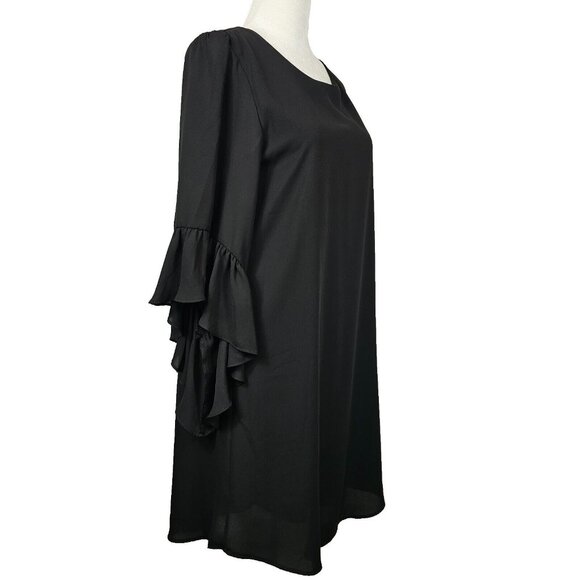 Whimsigoth Dark Academia Punk Rocker Flutter Sleeve Joseph Ribkoff Black 4 Top - Picture 2 of 14